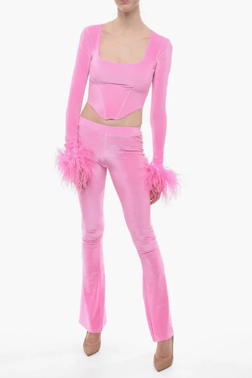 Pantaloni Boot Cut in Ciniglia con Logo Laterale>Adriana Hot Couture Best