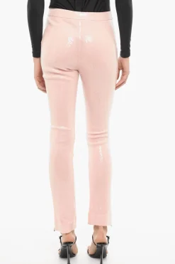 Hot Pantaloni Bootcut con Paillettes e Zip alla Caviglia Donna Pantaloni