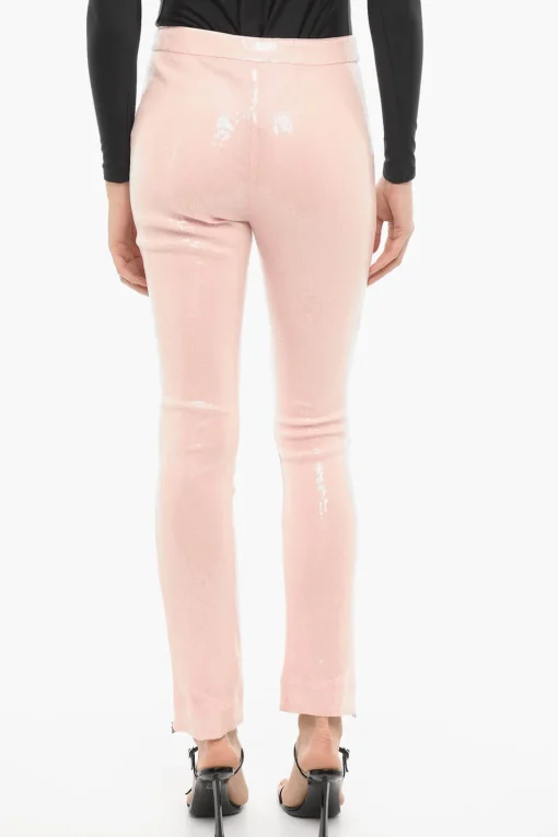 Hot Pantaloni Bootcut con Paillettes e Zip alla Caviglia Donna Pantaloni