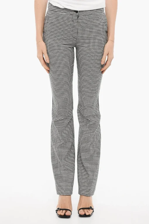 Outlet Pantaloni Bootcut Motivo Pied-de-Poule Donna Pantaloni