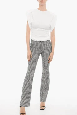 Outlet Pantaloni Bootcut Motivo Pied-de-Poule Donna Pantaloni