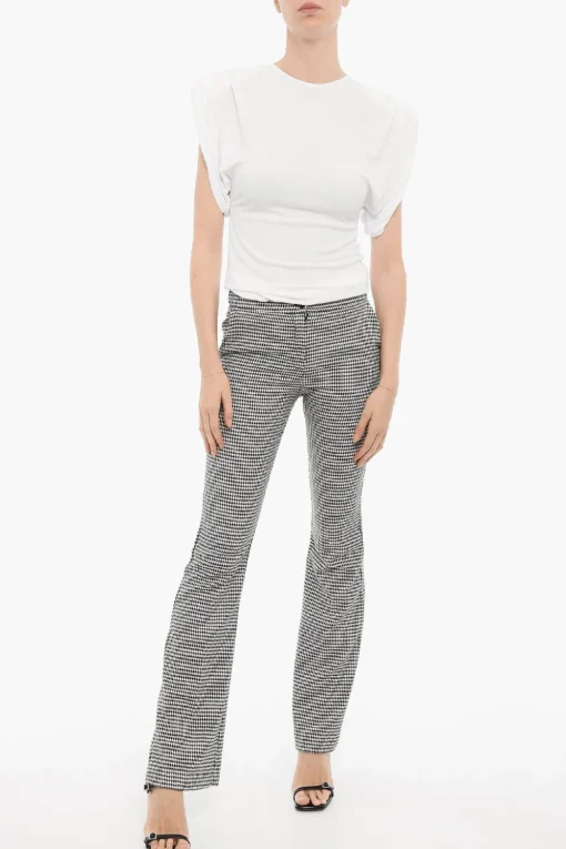 Outlet Pantaloni Bootcut Motivo Pied-de-Poule Donna Pantaloni