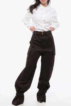 Best Pantaloni Cargo a Vita Alta con Cintura in Pelle Donna Pantaloni