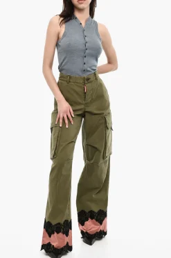 Pantaloni Cargo A Vita Alta Con Orlo In Satin></noscript>Dsquared2 Discount
