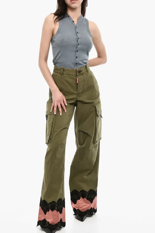 Pantaloni Cargo A Vita Alta Con Orlo In Satin>Dsquared2 Discount