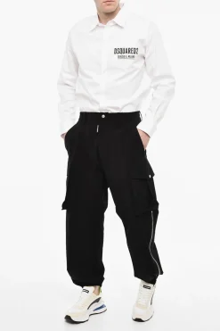 Pantaloni Cargo A Vita Con Dettagli Zip></noscript>Dsquared2 Hot