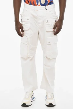 Outlet Pantaloni Cargo a Vita Regolare con Bottoni Logati Uomo Pantaloni