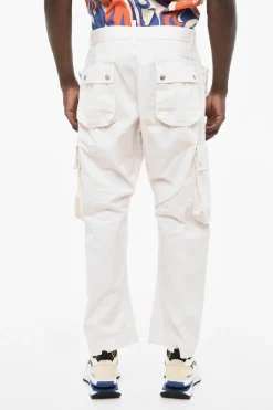 Outlet Pantaloni Cargo a Vita Regolare con Bottoni Logati Uomo Pantaloni