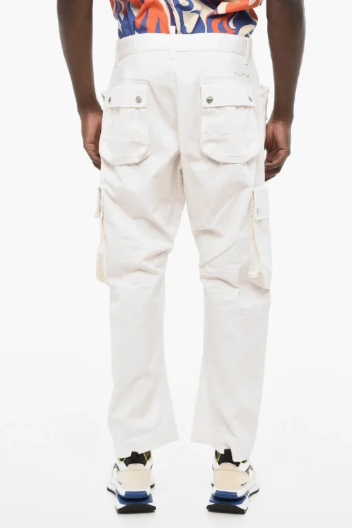 Outlet Pantaloni Cargo a Vita Regolare con Bottoni Logati Uomo Pantaloni