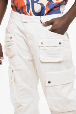Outlet Pantaloni Cargo a Vita Regolare con Bottoni Logati Uomo Pantaloni