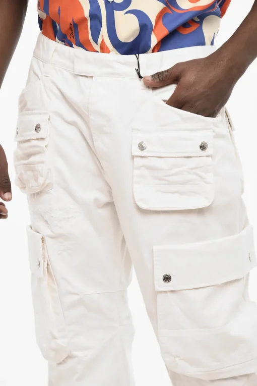 Outlet Pantaloni Cargo a Vita Regolare con Bottoni Logati Uomo Pantaloni