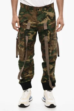 New Pantaloni Cargo Camouglage con Bretelle Uomo Pantaloni