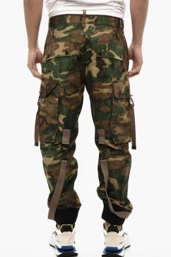 New Pantaloni Cargo Camouglage con Bretelle Uomo Pantaloni