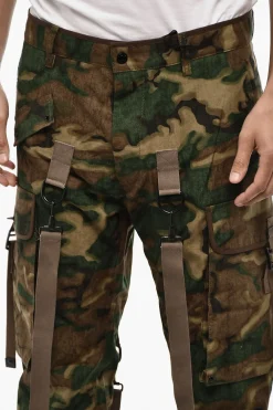 New Pantaloni Cargo Camouglage con Bretelle Uomo Pantaloni