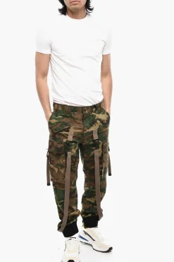 New Pantaloni Cargo Camouglage con Bretelle Uomo Pantaloni