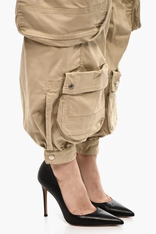 Pantaloni Cargo Distressed Con Bottoni Logati>Dsquared2 Outlet