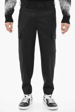 Clearance Pantaloni Cargo FIREMAN Loose Fit con Bottone alla Caviglia Uomo Pantaloni