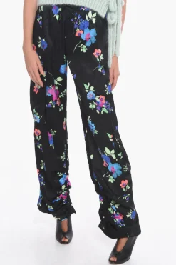 Discount Pantaloni Cargo HEAVY In Satin Con Motivo Floreale Donna Pantaloni