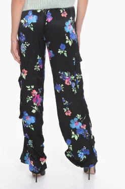 Discount Pantaloni Cargo HEAVY In Satin Con Motivo Floreale Donna Pantaloni