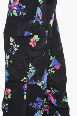 Discount Pantaloni Cargo HEAVY In Satin Con Motivo Floreale Donna Pantaloni