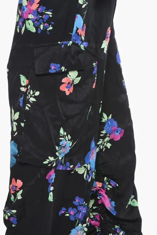 Discount Pantaloni Cargo HEAVY In Satin Con Motivo Floreale Donna Pantaloni