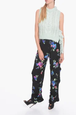 Discount Pantaloni Cargo HEAVY In Satin Con Motivo Floreale Donna Pantaloni