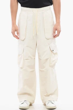 Discount Pantaloni Cargo in Cotone e Nylon con Patch Logo sul Retro Uomo Pantaloni