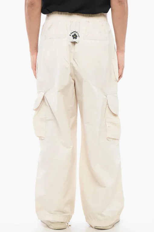 Discount Pantaloni Cargo in Cotone e Nylon con Patch Logo sul Retro Uomo Pantaloni