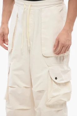 Discount Pantaloni Cargo in Cotone e Nylon con Patch Logo sul Retro Uomo Pantaloni