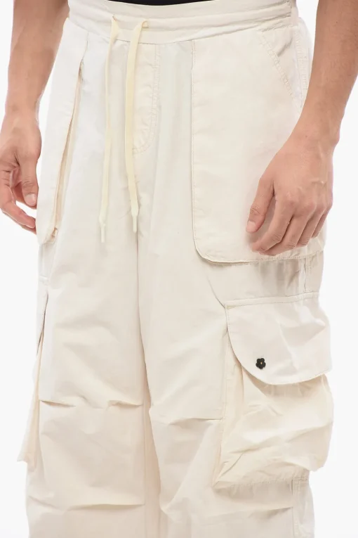 Discount Pantaloni Cargo in Cotone e Nylon con Patch Logo sul Retro Uomo Pantaloni