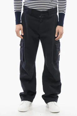 Outlet Pantaloni Cargo in Cotone Twill con Passanti Uomo Pantaloni