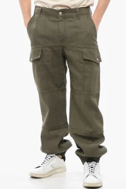 Outlet Pantaloni Cargo in Cotone con Polsini Uomo Pantaloni