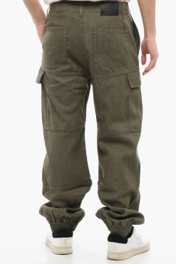 Outlet Pantaloni Cargo in Cotone con Polsini Uomo Pantaloni