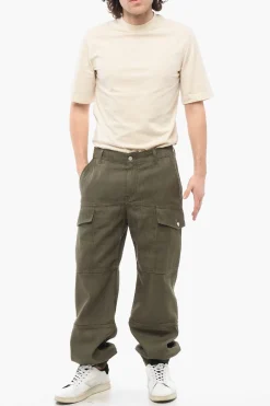 Outlet Pantaloni Cargo in Cotone con Polsini Uomo Pantaloni
