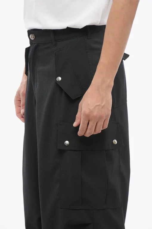 Pantaloni Cargo in Cotone con Bottoni Logati>Rhude New