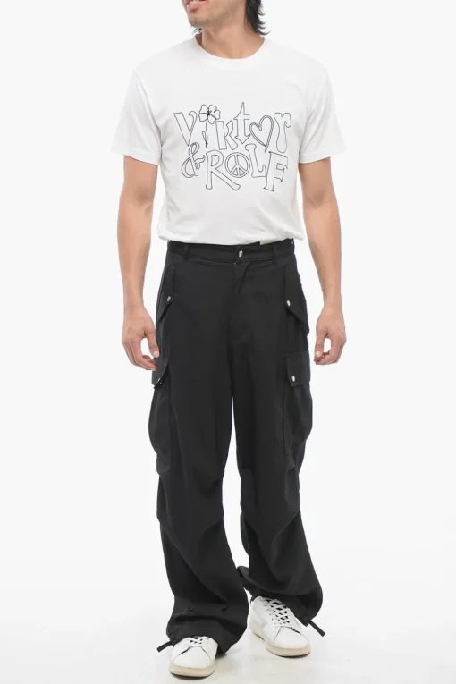 Pantaloni Cargo in Cotone con Bottoni Logati>Rhude New
