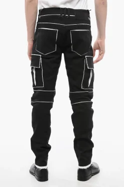 Pantaloni Cargo in Cotone Spalmato con Dettagli a Contrasto>Balmain Discount
