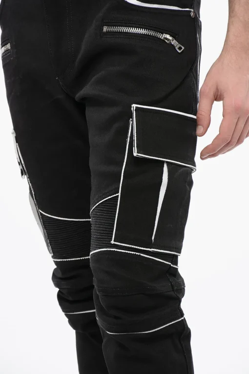Pantaloni Cargo in Cotone Spalmato con Dettagli a Contrasto>Balmain Discount