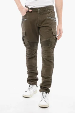 Pantaloni Cargo in Denim con Dettagli Biker>Balmain Clearance