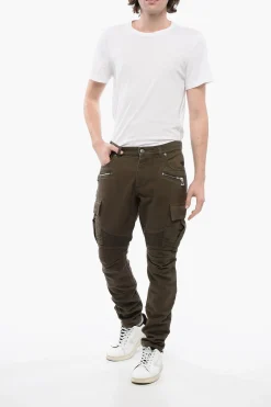 Pantaloni Cargo in Denim con Dettagli Biker></noscript>Balmain Clearance