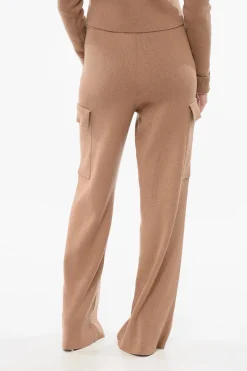 New Pantaloni Cargo in Misto Cashmere con Elastico in Vita Donna Pantaloni