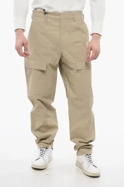 Discount Pantaloni Cargo in Misto Cotone Uomo Pantaloni