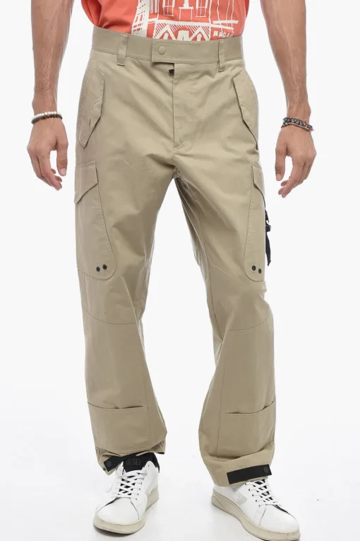 Sale Pantaloni Cargo in Misto Cotone con Dettagli Safety Uomo Pantaloni