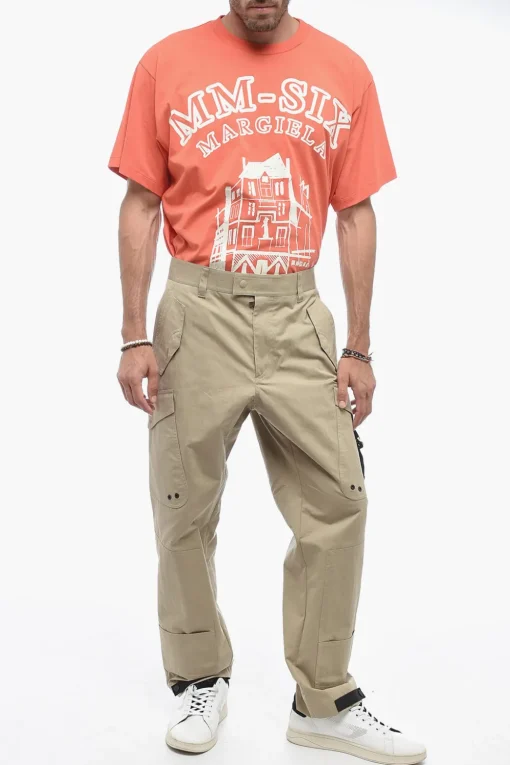 Sale Pantaloni Cargo in Misto Cotone con Dettagli Safety Uomo Pantaloni