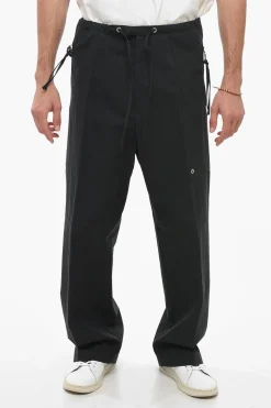 Outlet Pantaloni Cargo in Misto Cotone con Coulisse in Vita Uomo Pantaloni