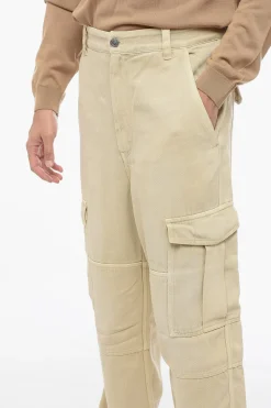 Outlet Pantaloni Cargo in Tessuto Twill con Passanti Uomo Pantaloni