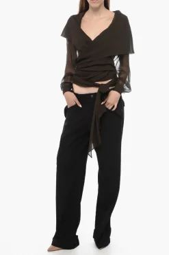 Clearance Pantaloni Cargo Loose con Dettaglio in Velcro Donna Pantaloni