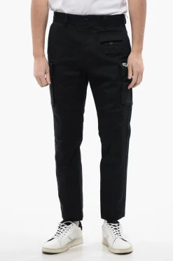 New Pantaloni Cargo P-COR-CL in Tinta Unita con Logo Oval-D Uomo Pantaloni
