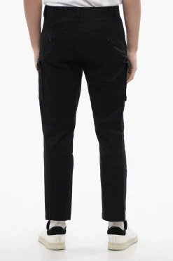 New Pantaloni Cargo P-COR-CL in Tinta Unita con Logo Oval-D Uomo Pantaloni