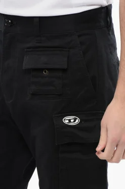 New Pantaloni Cargo P-COR-CL in Tinta Unita con Logo Oval-D Uomo Pantaloni